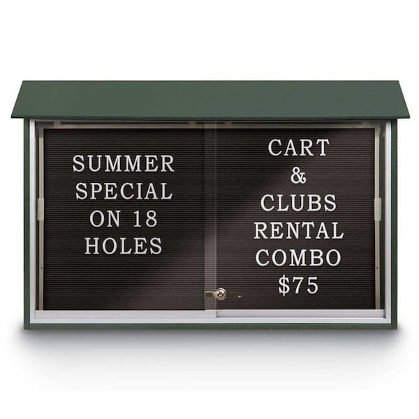 Outdoor Enclosed Combo Board, 72"x36", Bronze Frame/Black Porc & Cobalt